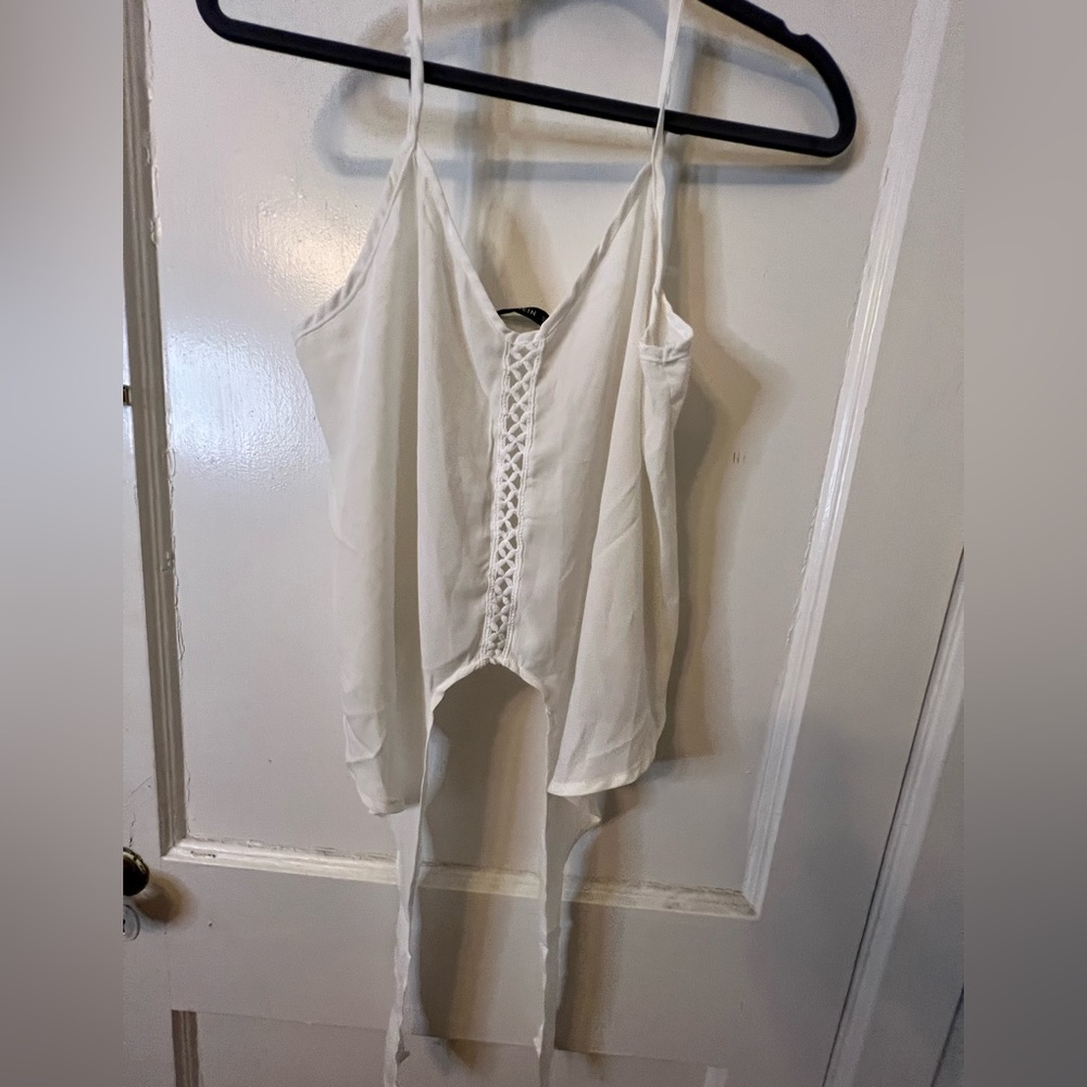 White crop top, with front tie